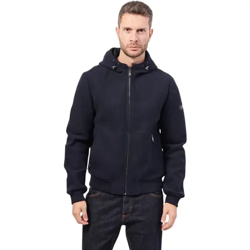 Blaue Kapuzenjacke mit Fullzip-Taschen , Herren, Größe: 2XL - YES ZEE - Modalova