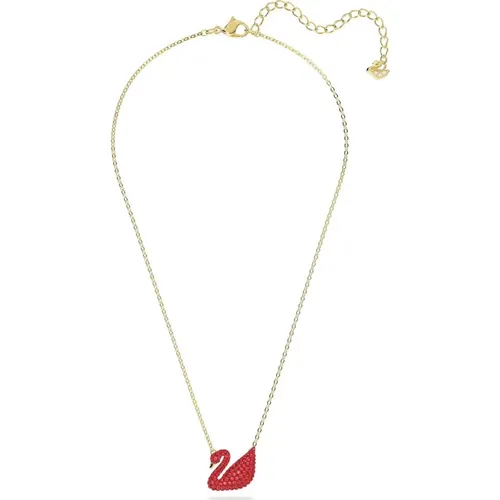 Iconic Swan Red Gold Necklace , female, Sizes: ONE SIZE - Swarovski - Modalova
