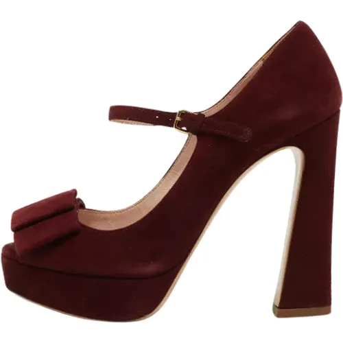 Pre-owned Suede heels , female, Sizes: 3 1/2 UK - Miu Miu Pre-owned - Modalova
