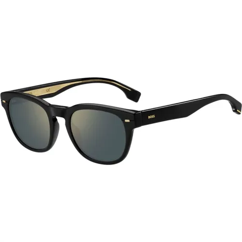 Schwarze/braune blau getönte Sonnenbrille , Herren, Größe: 51 MM - Hugo Boss - Modalova