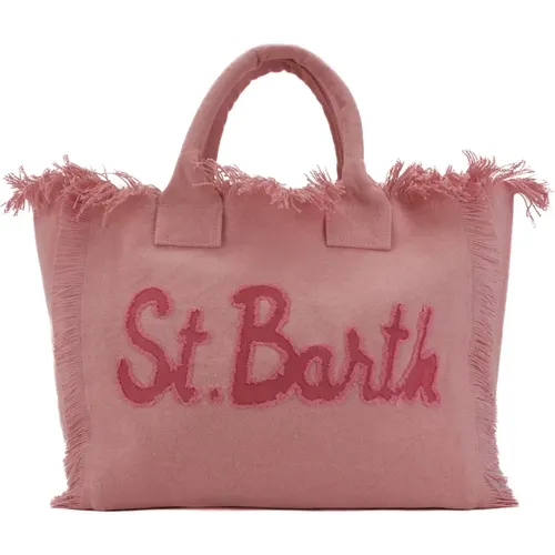 Canvas Shopper Bag Fringed Zip , female, Sizes: ONE SIZE - MC2 Saint Barth - Modalova