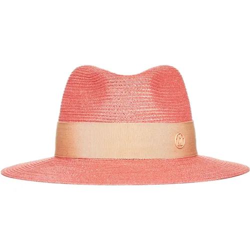 Hemp/Cotton Blend Hat with Grosgrain Trim , female, Sizes: M - Maison Michel - Modalova