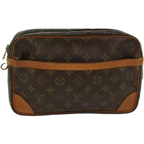 Pre-owned Brunt Lerret Louis Vuitton Compiegne Clutch Bag , female, Sizes: ONE SIZE - Louis Vuitton Vintage - Modalova