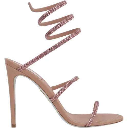 Pink Satin Strass Sandals , female, Sizes: 4 1/2 UK, 7 UK, 3 UK, 3 1/2 UK, 5 1/2 UK, 4 UK, 5 UK, 6 UK - René Caovilla - Modalova