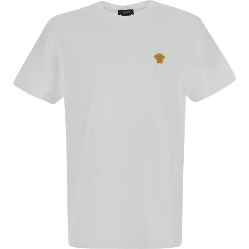 Kurzarm Baumwoll T-Shirt , Herren, Größe: 2XL - Versace - Modalova