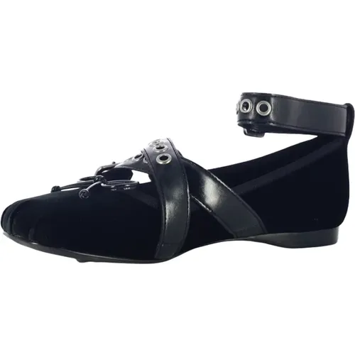 Schwarze flache Schuhe mit Knöchelriemen , Damen, Größe: 39 EU - Jeffrey Campbell - Modalova