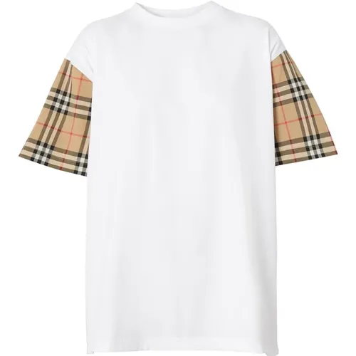 Vintage Check-Ärmel T-Shirt , Damen, Größe: 2XS - Burberry - Modalova