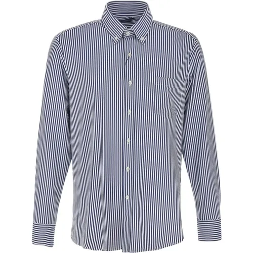 Blue & White Striped Slim Fit Shirt , male, Sizes: L, XL, 2XL, 5XL - PAUL & SHARK - Modalova