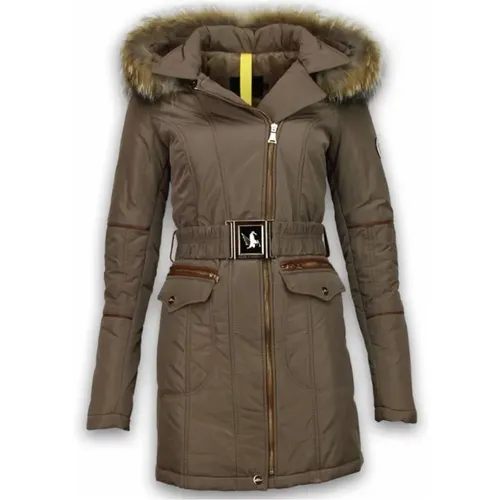 Long Warm Winter Coat - Angled Zipper Side Pockets - R017 , female, Sizes: M - Gentile Bellini - Modalova