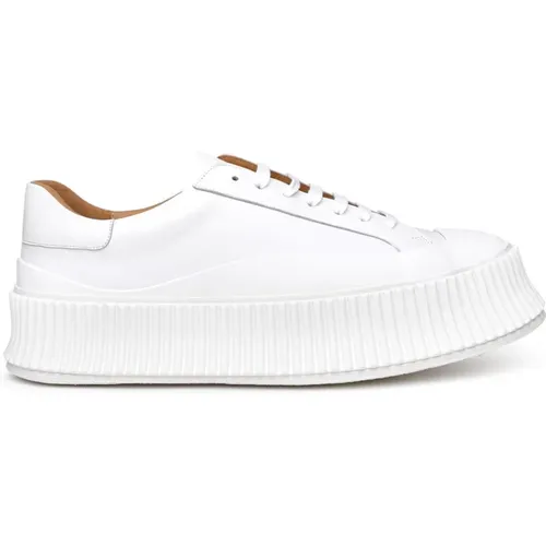 Weiße Ledersneaker , Herren, Größe: 41 EU - Jil Sander - Modalova