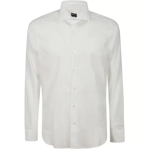 Long-Sleeved Cotton Shirt with Collar , male, Sizes: 5XL, 4XL, L, XL, 2XL - Fedeli - Modalova