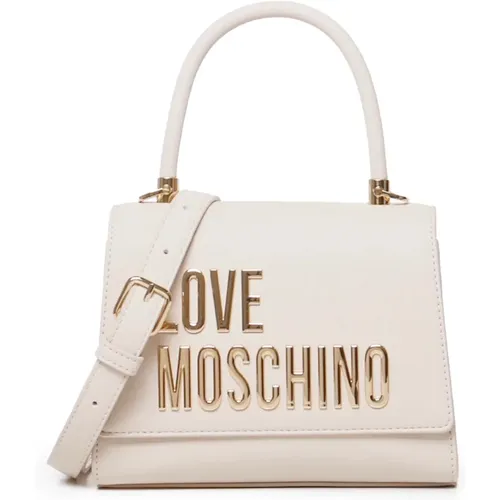 Ivory Ecoleather Handbag with Shoulder Strap , female, Sizes: ONE SIZE - Love Moschino - Modalova