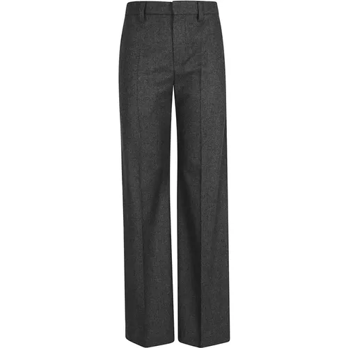 Luxurious Grey Wool Flannel Trousers , female, Sizes: 2XS, S, XS - BRUNELLO CUCINELLI - Modalova