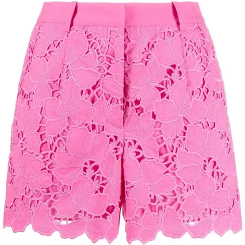 Elegante Rosa Baumwollspitzen-Shorts , Damen, Größe: XS - Self Portrait - Modalova