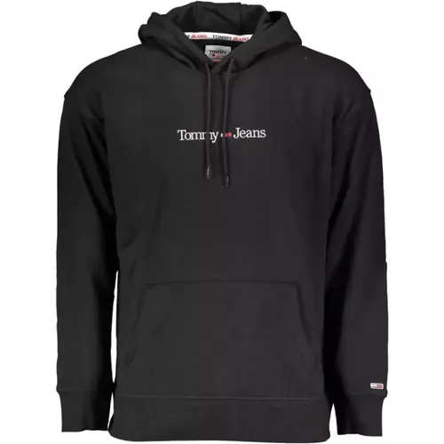 Schwarzer Baumwollpullover mit Kapuze und Logo , Herren, Größe: XL - Tommy Hilfiger - Modalova