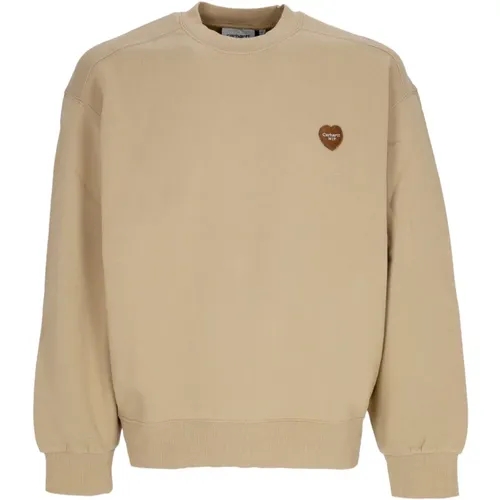 Heart Patch Sweatshirt Dusty H Brown , male, Sizes: XL - Carhartt WIP - Modalova