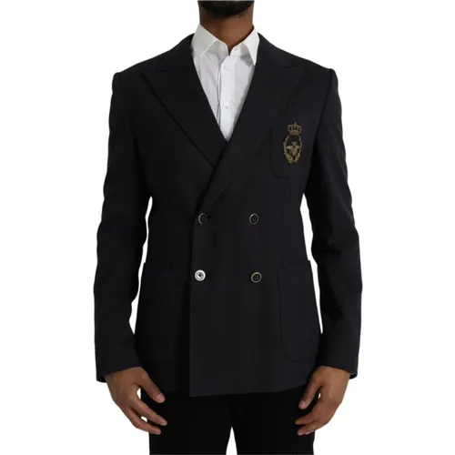 Dunkelblauer Crown Bee Blazer - Dolce & Gabbana - Modalova