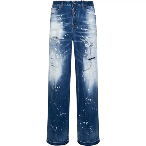 Blaue Loose-Fit Straight-Leg Jeans - Dsquared2 - Modalova