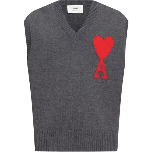 Wool vest with logo , male, Sizes: L - Ami Paris - Modalova
