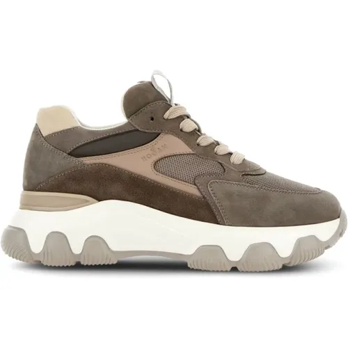 Brown Sneakers Mesh Panelled Design , female, Sizes: 5 UK, 4 UK, 4 1/2 UK, 3 UK, 6 UK, 2 1/2 UK, 2 UK, 8 UK, 3 1/2 UK - Hogan - Modalova