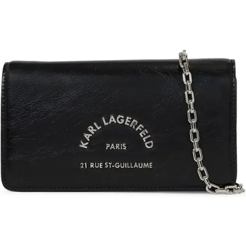 Schwarze Logo Silberne Pouch , Damen, Größe: ONE Size - Karl Lagerfeld - Modalova