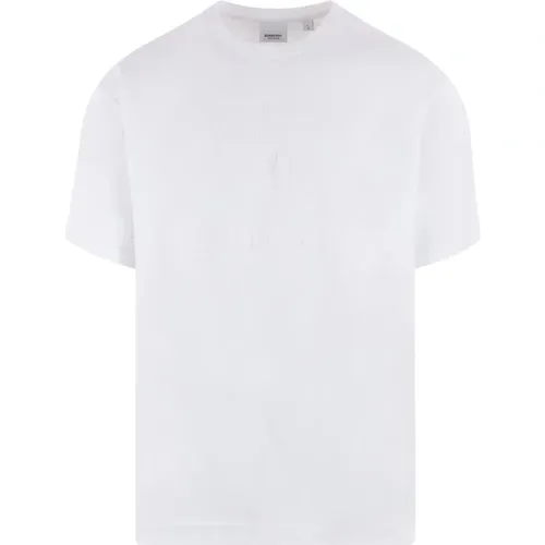 Weißes Jersey-Baumwoll-T-Shirt mit Equestrian Teddy Logo - Burberry - Modalova