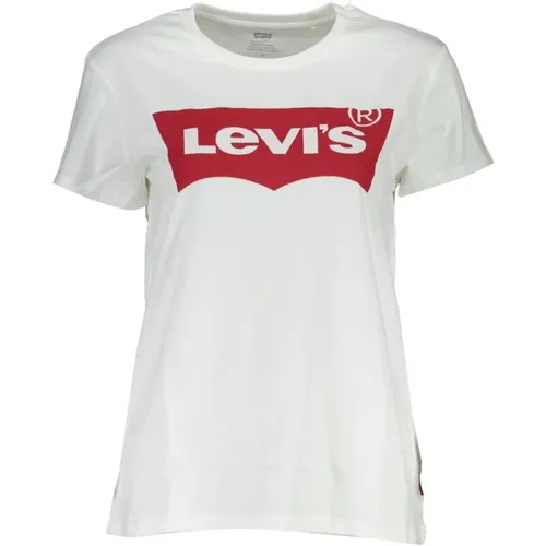 Levi's, Weißes Baumwoll-Kurzarm-T-Shirt mit Logo-Druck , Damen, Größe: XS - Levis - Modalova
