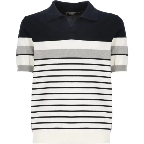 White Striped Cotton Polo Shirt , male, Sizes: L, M, XL - PESERICO - Modalova