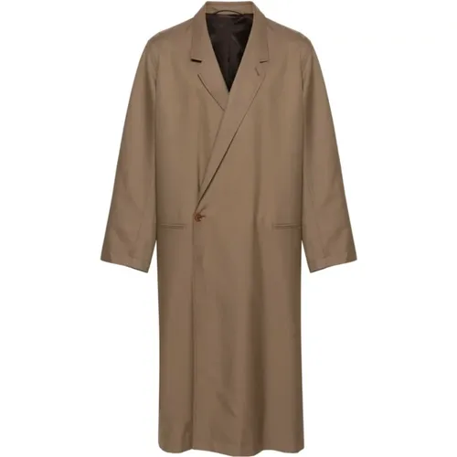 Taupe Melange Asymmetric Coat , male, Sizes: L - Lemaire - Modalova