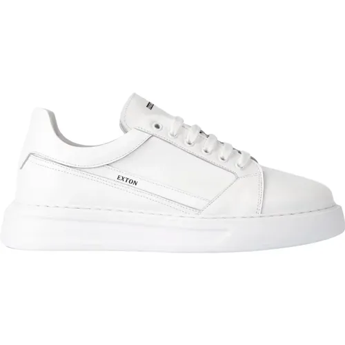 Weiße Low-Top-Ledersneakers , Herren, Größe: 40 EU - Exton - Modalova