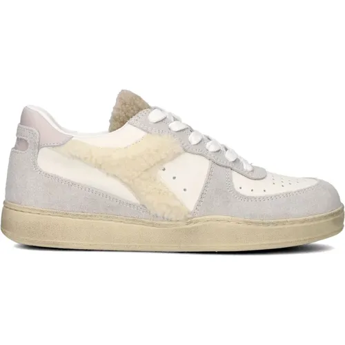 Weiße Pelz Basket Sneakers , Damen, Größe: 37 EU - Diadora - Modalova