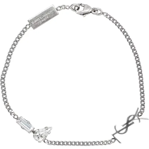 Silver Oxyde/Crystal Jewelry , male, Sizes: M - Saint Laurent - Modalova