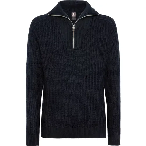 Merinowolle Halbzip Pullover , Herren, Größe: M - Boggi Milano - Modalova