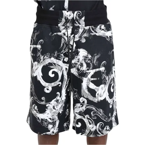 Schwarze Watercolor Baroque Shorts,Casual Shorts - Versace Jeans Couture - Modalova