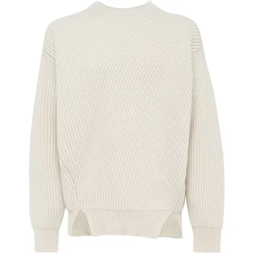 Italienischer Wollrippen-Crew-Neck-Pullover - Jil Sander - Modalova