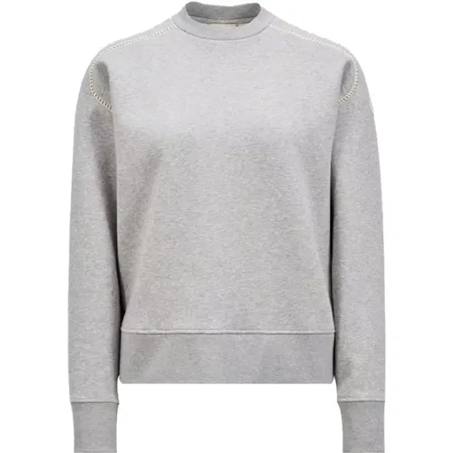 Bestickter Sweatshirt mit Eleganten Schulterdetails , Damen, Größe: S - Moncler - Modalova