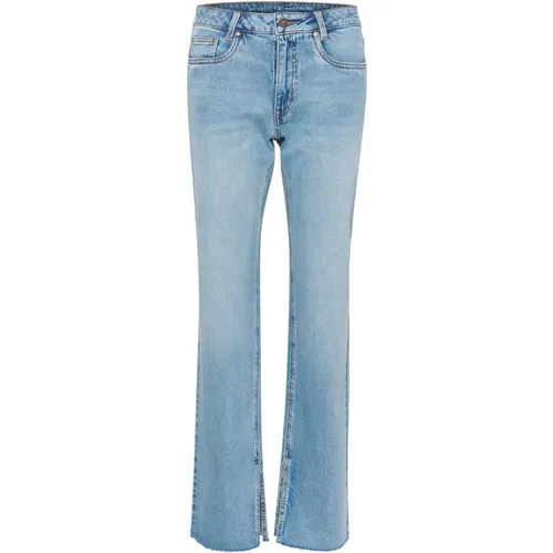 High Straight Slit Jeans Light , female, Sizes: W25 L34 - My Essential Wardrobe - Modalova