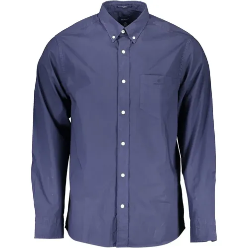 Blaues Baumwollhemd, Regular Fit, Kurze Ärmel - Gant - Modalova