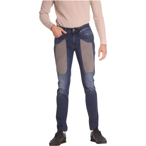 Slim Fit Denim Jeans mit Alcantara Patches , Herren, Größe: W36 - Jeckerson - Modalova