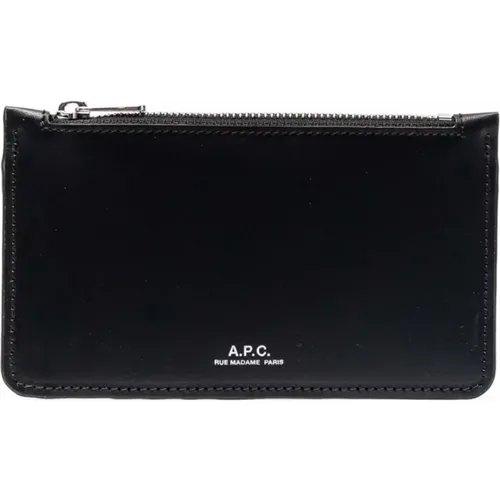 Leather Wallet with Embossed Logo , male, Sizes: ONE SIZE - A.p.c. - Modalova