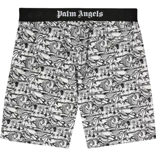 Graphic Print Shorts White , male, Sizes: XL, L - Palm Angels - Modalova