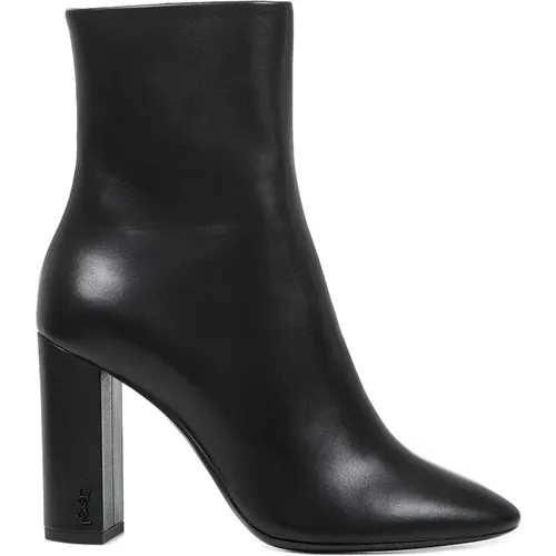 Leather Ankle Boots with YSL Monogram , female, Sizes: 7 1/2 UK - Saint Laurent - Modalova