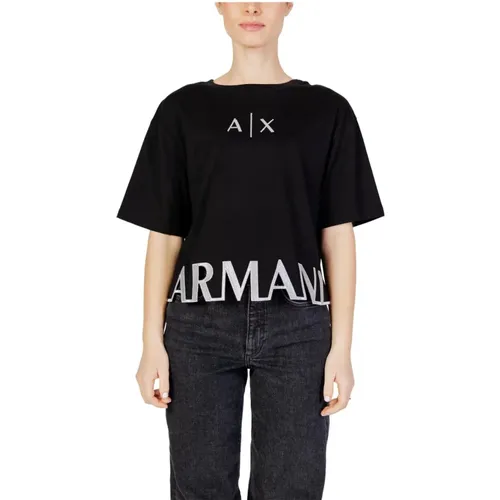 Printed Cotton T-Shirt , female, Sizes: S, XS - Armani Exchange - Modalova