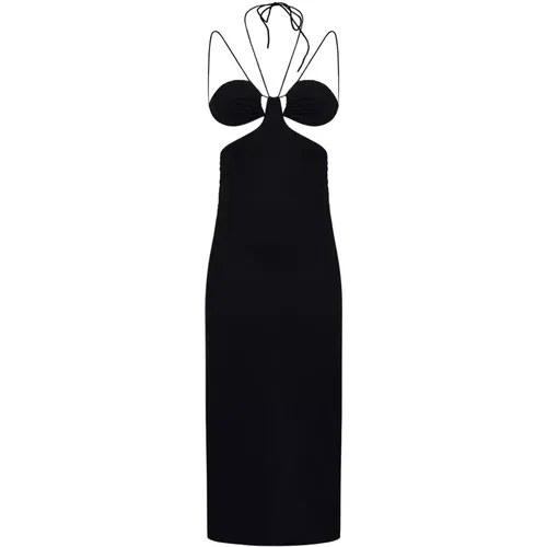 Schwarzes Midi-Kleid mit Cut-Out-Details und Langärmligem Bolero , Damen, Größe: ONE Size - Amazuin - Modalova