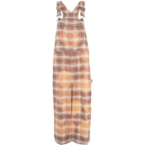 Plaid Jumbo Overall in Bleached Orange , female, Sizes: S - R13 - Modalova