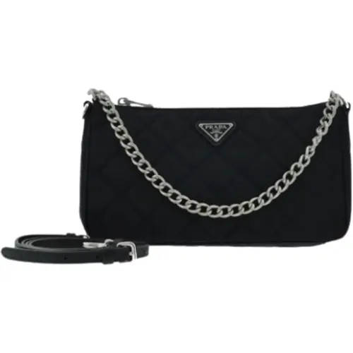 Nylon Crossbody Bag with Chain Strap , female, Sizes: ONE SIZE - Prada - Modalova