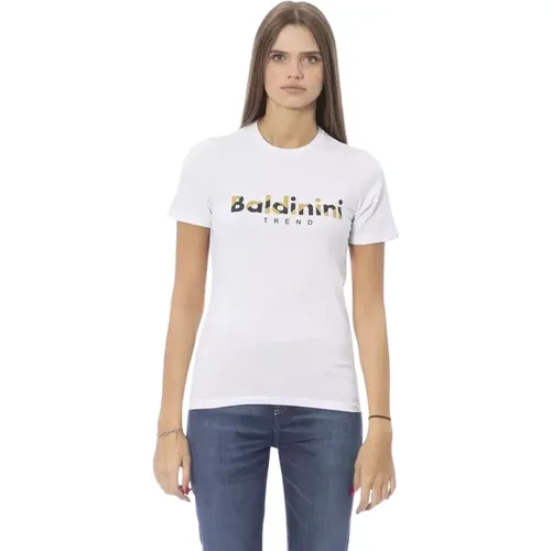 Knackiges Weißes Baumwoll-Trend-T-Shirt , Damen, Größe: S - Baldinini - Modalova