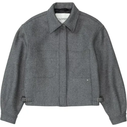 Dark Grey Jackets , female, Sizes: S, M, XS - closed - Modalova