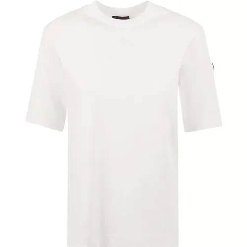 Weiße SS T-Shirt Polos , Damen, Größe: L - Moncler - Modalova