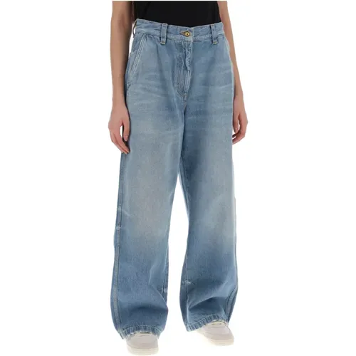 Wide Leg Distressed Denim Jeans , Damen, Größe: W27 - Palm Angels - Modalova